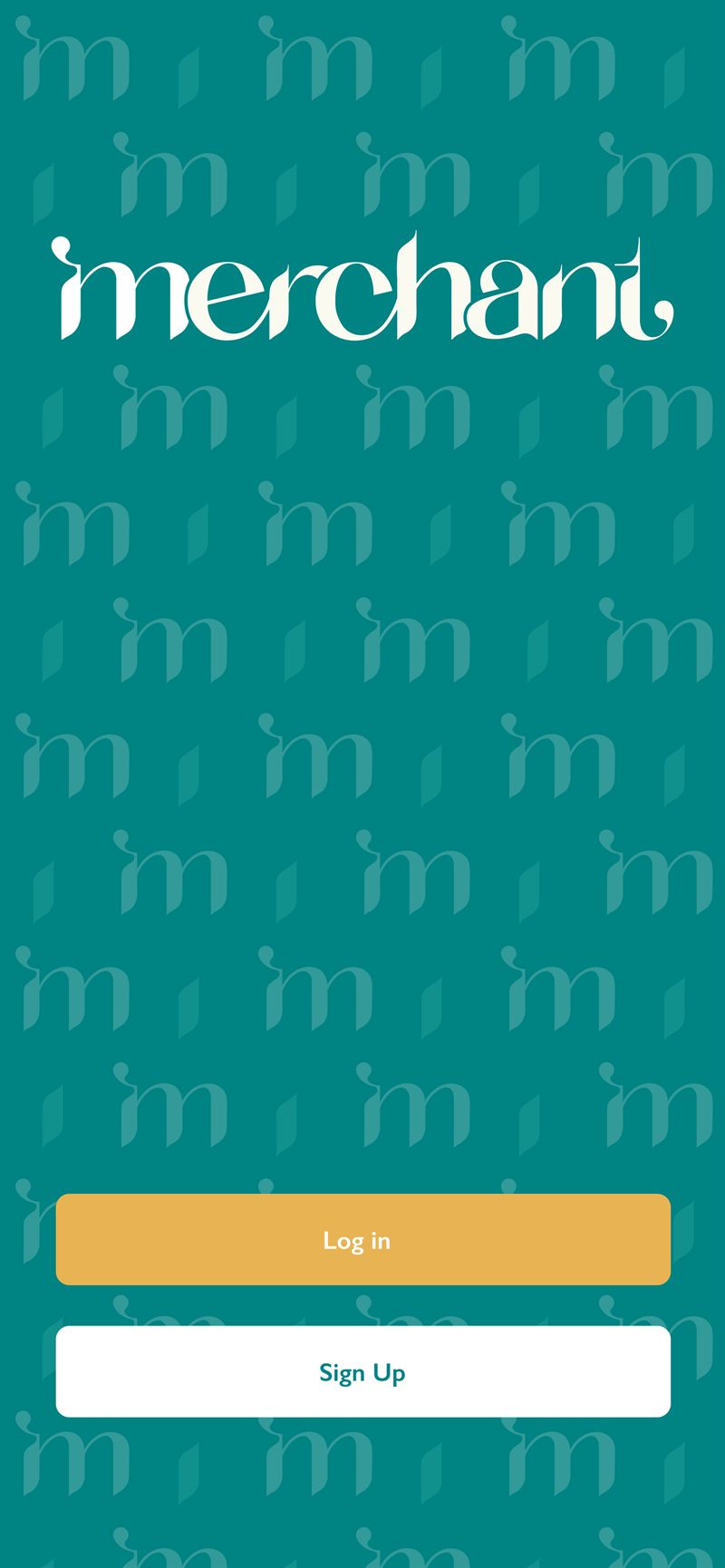 شاشة الترحيب في تطبيق Merchant