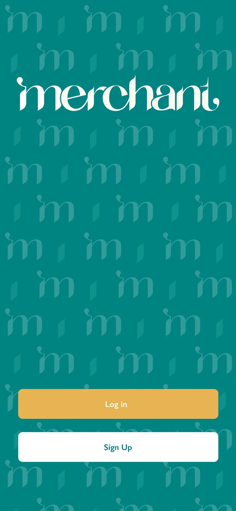 شاشة الترحيب في تطبيق Merchant